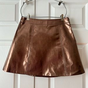 Leather mini skirt, cooper, NWT